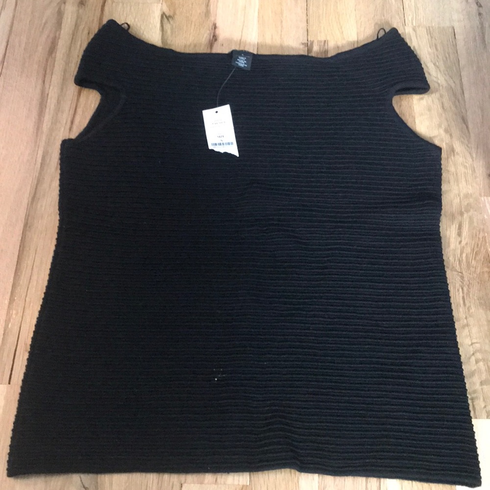 Black wide boat neck top